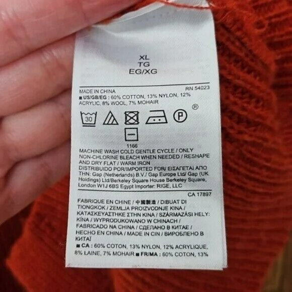 Banana Republic Wool Blend Pumpkin/Rust Orange Lagenlook Sweater size XL EUC - Picture 9 of 9